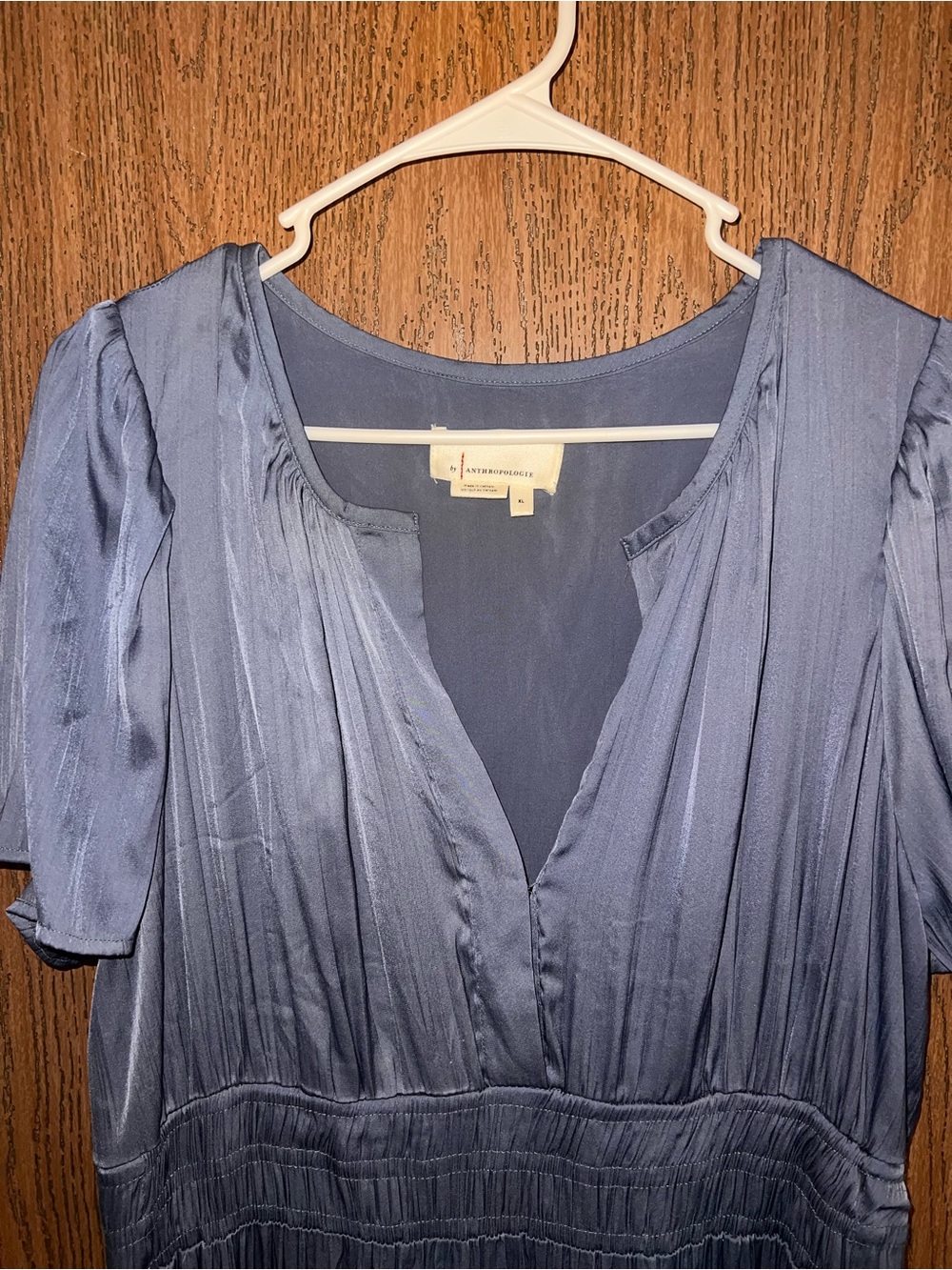 Anthropologie Slate Blue V-Neck Maxi Dress - Picture 2 of 3